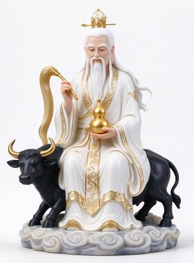 新中式太上老君骑青牛国风人物工艺品茶室玄关博古架桌面装饰摆设