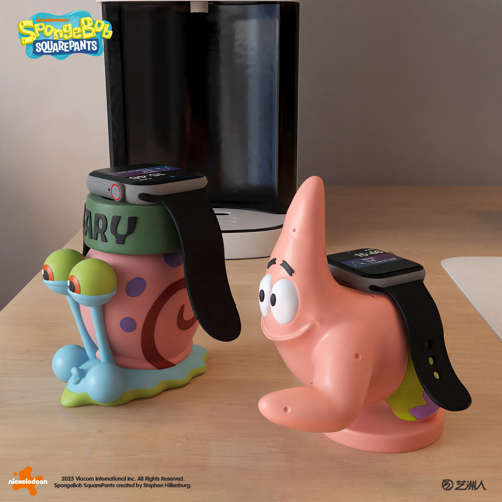 创意可爱海绵宝宝小蜗牛适用于S10苹果手表支架底座桌面摆件装饰,淘宝优惠券,粉丝福利购,淘宝优惠卷