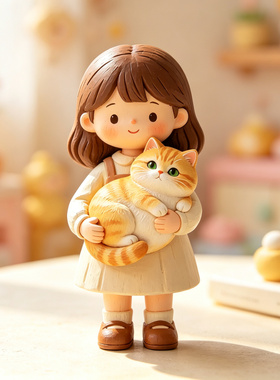银金渐层猫咪治愈摆件女生礼物