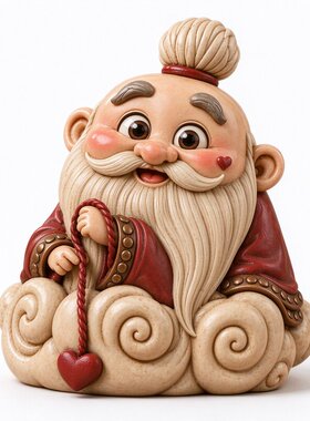 萌趣月老塑像姻缘摆件新中式客厅玄关治愈系公仔送礼创意陈设摆设