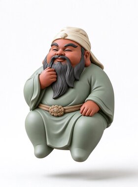 Q版关羽吊脚摆件国潮三国人物吊边公仔玄关电视柜桌面萌趣装饰品
