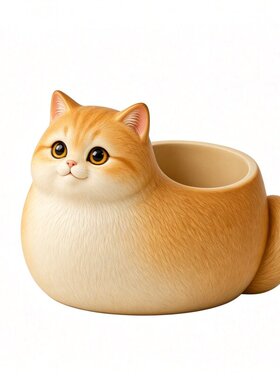 中古风可爱金渐层猫咪笔筒收纳盒家居玄关处遥控器置物架收纳摆件