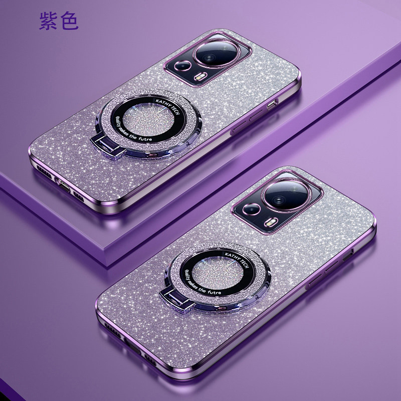 小米civi2渐变闪粉手机壳高端时尚适用小米13lite新款创意xiaomicivi2全包可爱磁吸支架女超薄软壳防摔保护套