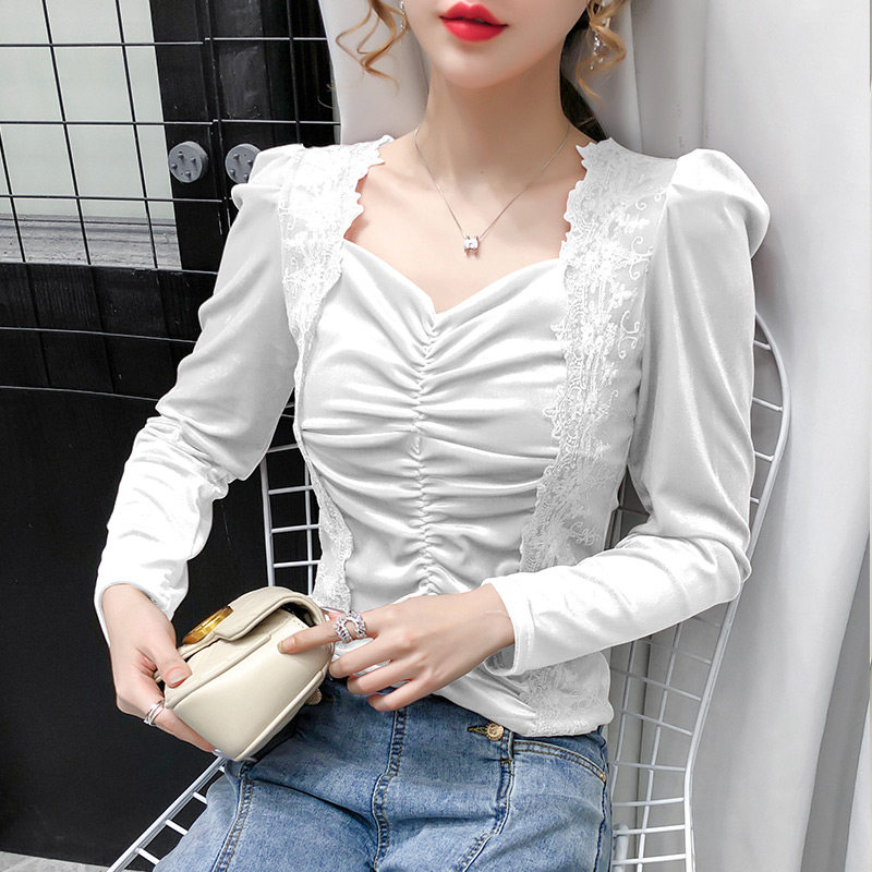 蕾丝女长袖内搭秋装2020年打底衫 慕可蝶T恤