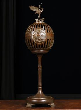 纯铜鹤守仙鹤香炉中式客厅香炉