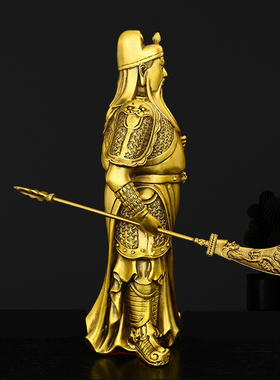 纯黄铜武财神关公提刀关公装饰品