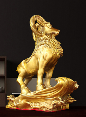 纯铜领头羊摆件家居客厅装饰品