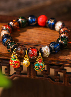 香灰琉璃手串吞金兽多宝五色兔年本命年转运情侣朱砂招财手链