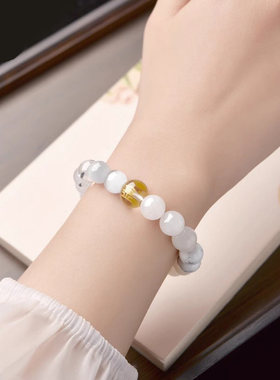 普陀山五行多宝水晶手串天然朱砂发晶虎眼玛瑙手饰招财黄水晶手串