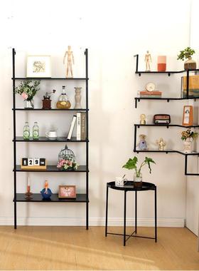 置物架落地客厅家用靠墙多层书架铁艺梯形收纳架阳台花架储物架子