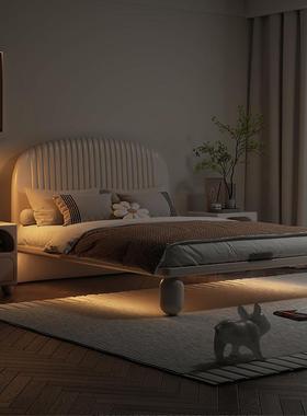 儿童悬浮床女孩房实木简约床小户型男生卧室奶油风法式单人小床