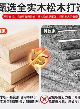 床实木床简约现代双人床1.8米床主卧高端大气1.5米出租房单人床架