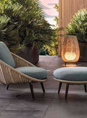 北欧户外沙发防水防晒庭院休闲藤椅室外阳台创意懒人沙发椅三件套