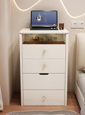 小户型可翻盖梳妆台收纳一体床边床头柜出租屋简易现代简约化妆桌