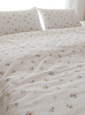 I9AT很小支花纯棉床上四件套100小清新被套床单被套床笠款三