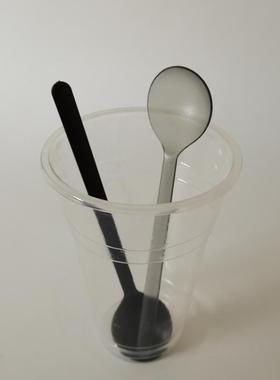 *粉塑料勺冰勺一次性搅拌奶茶长柄圆头仙草勺勺子饮料甜品烧咖dg