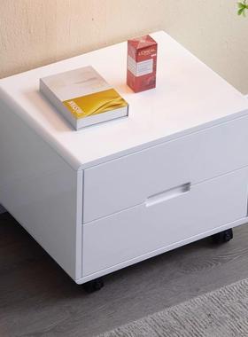 SRKYQ-64#床头柜2024新款烤漆轻奢高级感卧室收纳现代简吧白色烤