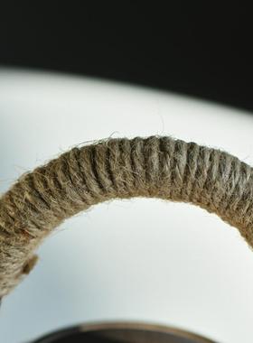 日式粗陶提梁壶创意麻绳把手隔热大号泡茶壶洒金釉窑变陶瓷单壶