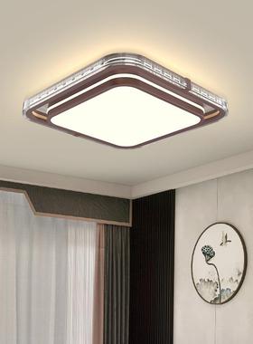 简约现代新中式客厅长方形吸顶灯中国风超薄咖色家用LED吸顶灯