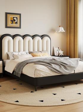 晓龙中古风家用主次卧室软包床法式生态真皮床双人小户型储物儿童