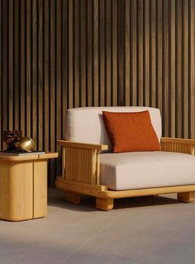 户外沙发意式极简柚木别墅庭院露天现代实木客厅组合贵妃躺椅沙发