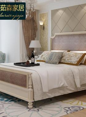 美式床1.8米双人床简美婚床1.5米皮床轻奢主卧室全实木大床家具