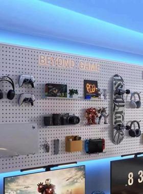 圆孔金属洞洞板置物架入户收纳架展示架上墙五金工具挂板墙