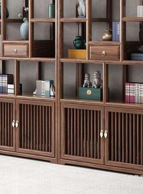 新中式博古架加厚升级款置物架书架隔断展柜实木书柜直销