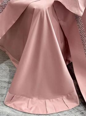 高端A类100S长绒棉镂空四件套轻奢纯色加密床上用品婚礼床单被套