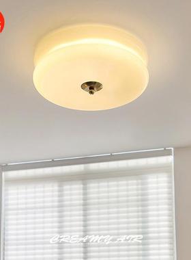 中古法式奶油风吸顶灯奶黄奶白主卧室过道阳台餐厅全光谱玻璃灯具