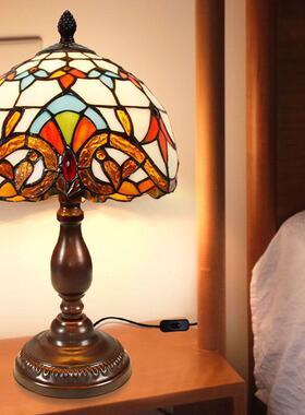 护眼北欧美式卧室床头台灯浪漫复古中式现代玻璃调光小夜灯具