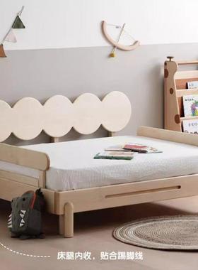 北美硬枫木实木豌豆荚床悬浮床樱桃木简约现代男孩女孩推拉沙发床