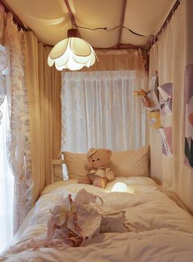 公主风学生宿舍强遮光导轨蚊帐床帘一体式寝室上铺专用双轨全封闭