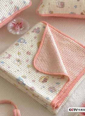 A类全棉纯棉床盖单件婴儿童榻榻米床单人三件套四季正反两用床毯