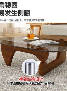 钢化玻璃茶几小户型客厅家用极简现代简约野口勇创意圆形茶桌