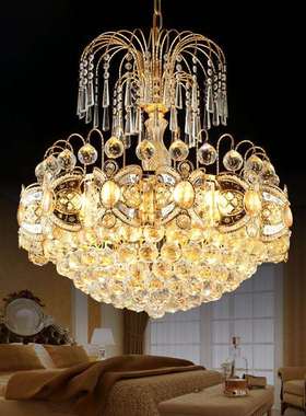 工厂直销金色传统水晶餐厅吊灯过道书房小吊灯奢华水晶小吊灯灯具