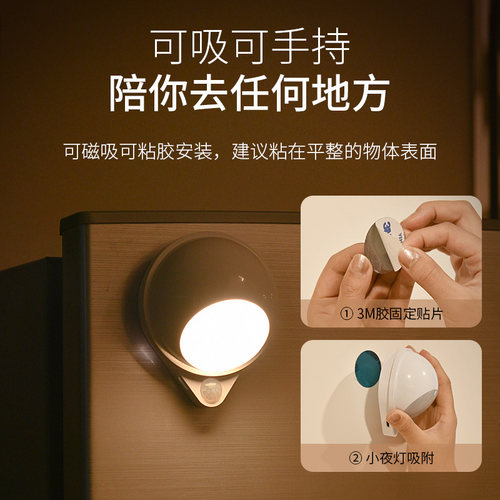 卧室床头小夜灯LED婴儿喂奶睡眠灯智能人体感应灯走廊usb充电灯 - 图2