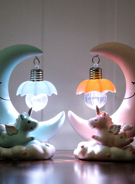 少女月亮可爱风独角兽房间装饰品