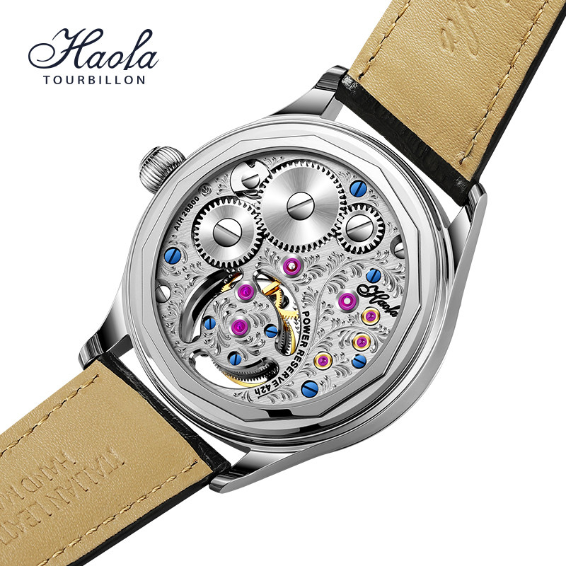 豪法新款真陀飞轮正品雕花机械表 haofatourbillon国产腕表