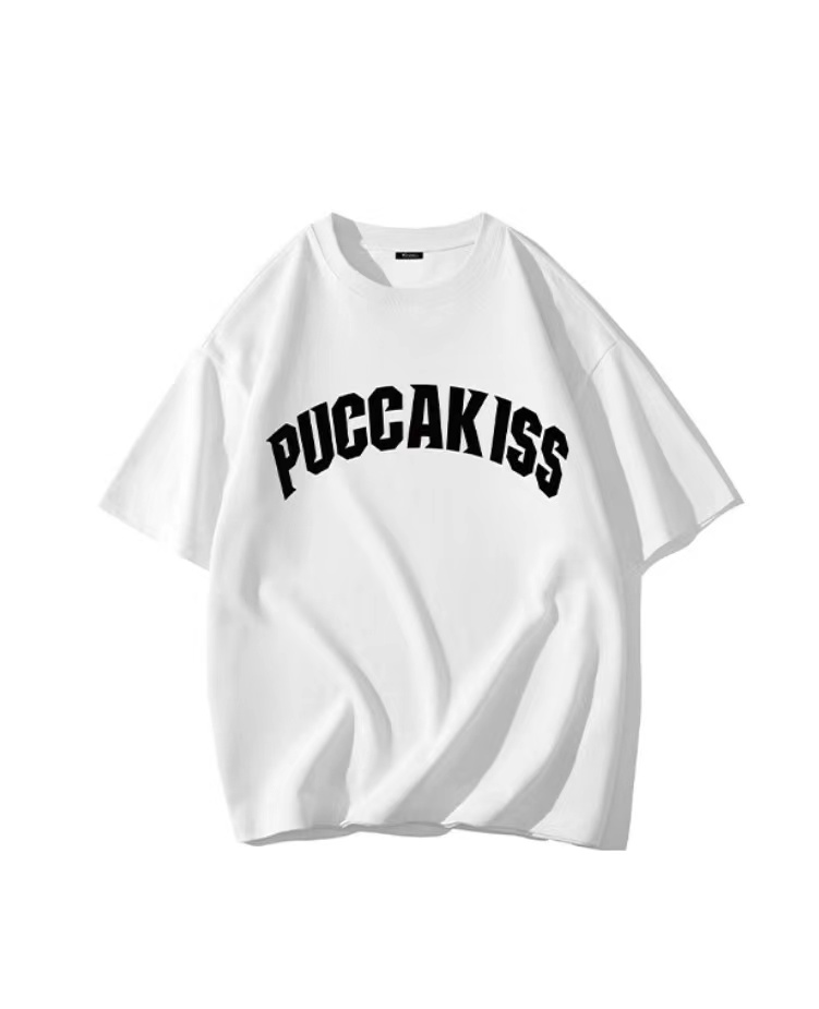 PUCCA 品牌字母Logo印花宽松落肩休闲纯棉短袖t恤夏季 同款 - 图3