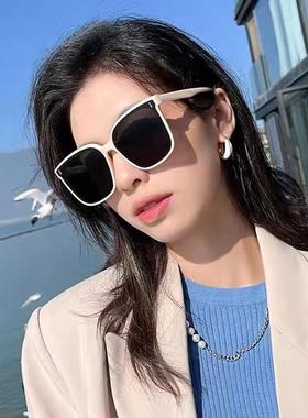 白框gm太阳眼镜女高级感2023新款防晒女士抗UV大脸显瘦眼镜太阳眼