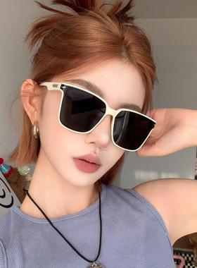 2024新款白色太阳眼镜女潮高级感方圆脸抗UV眼镜太阳眼镜男大脸显