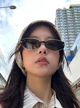 覆古太阳眼镜女款摩登小棕镜2025新款高级感防晒抗UV太阳眼镜窄框