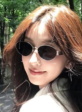 覆古老钱风金属椭圆形太阳眼镜女款2025新款高级感防晒UV400太阳