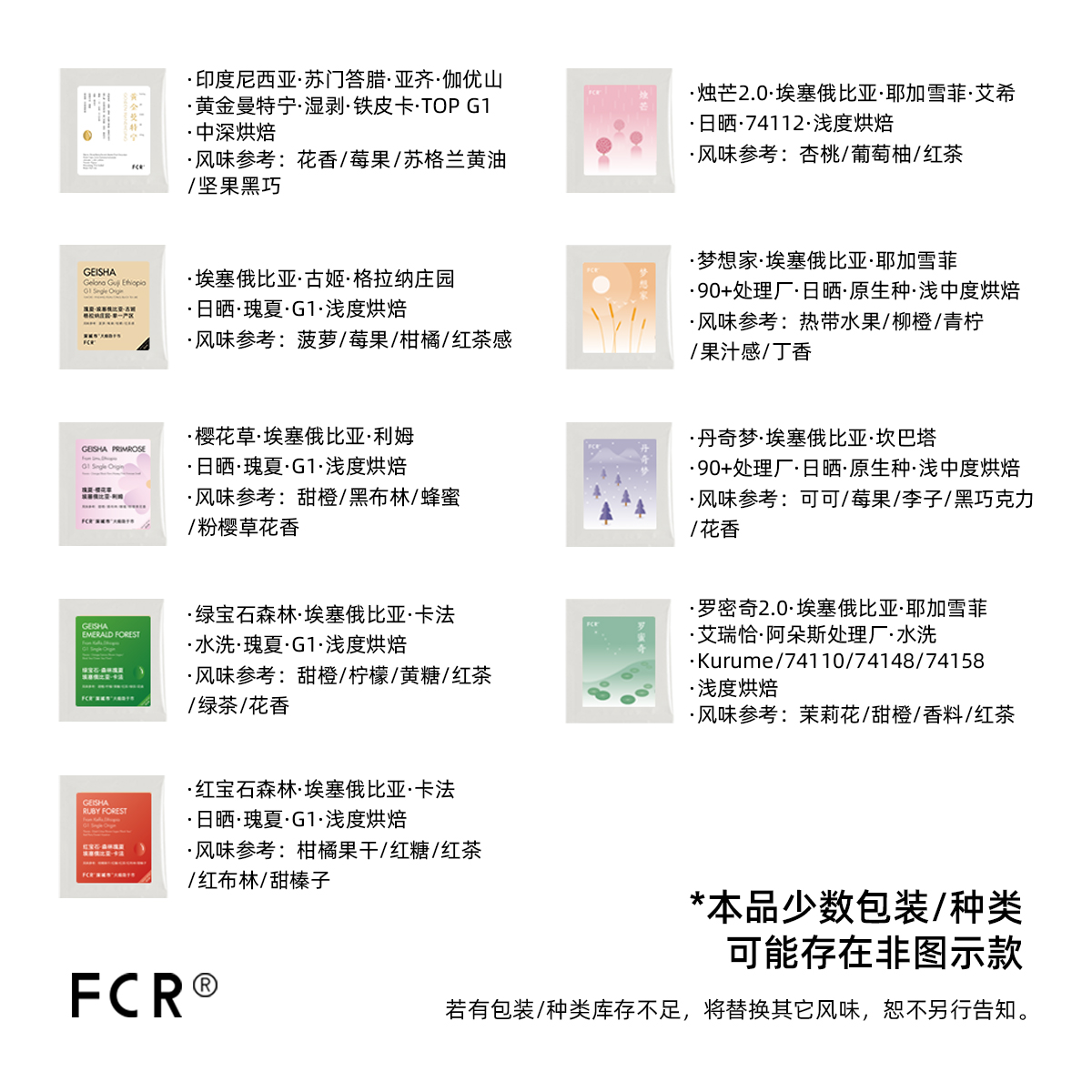 FCR挂耳咖啡全球产地多风味组合纯黑咖啡无蔗糖添加33风味66杯 - 图2