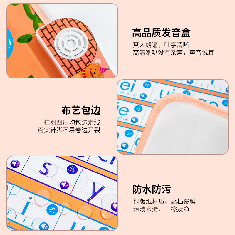 字母表学习一年级汉语发声拼读墙贴 德叙玩具玩具挂图/认知卡