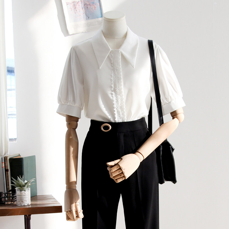 人彩衣村面试正装白色长袖女衬衫 人彩衣村衬衫