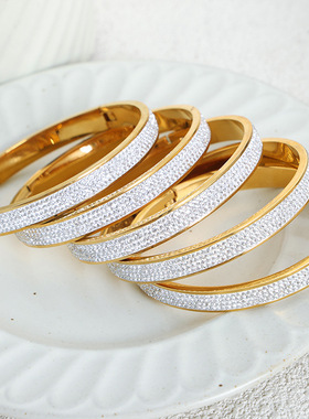 新款镶钻时尚小众设计感镯子不掉