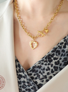 Marka法式风格ins风桃心OT扣爱心