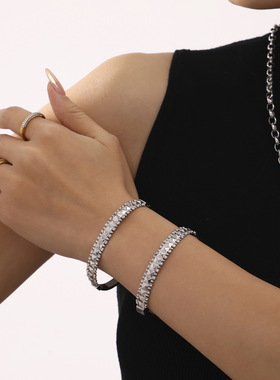 摩天轮铆钉满天星锆石手镯不锈钢